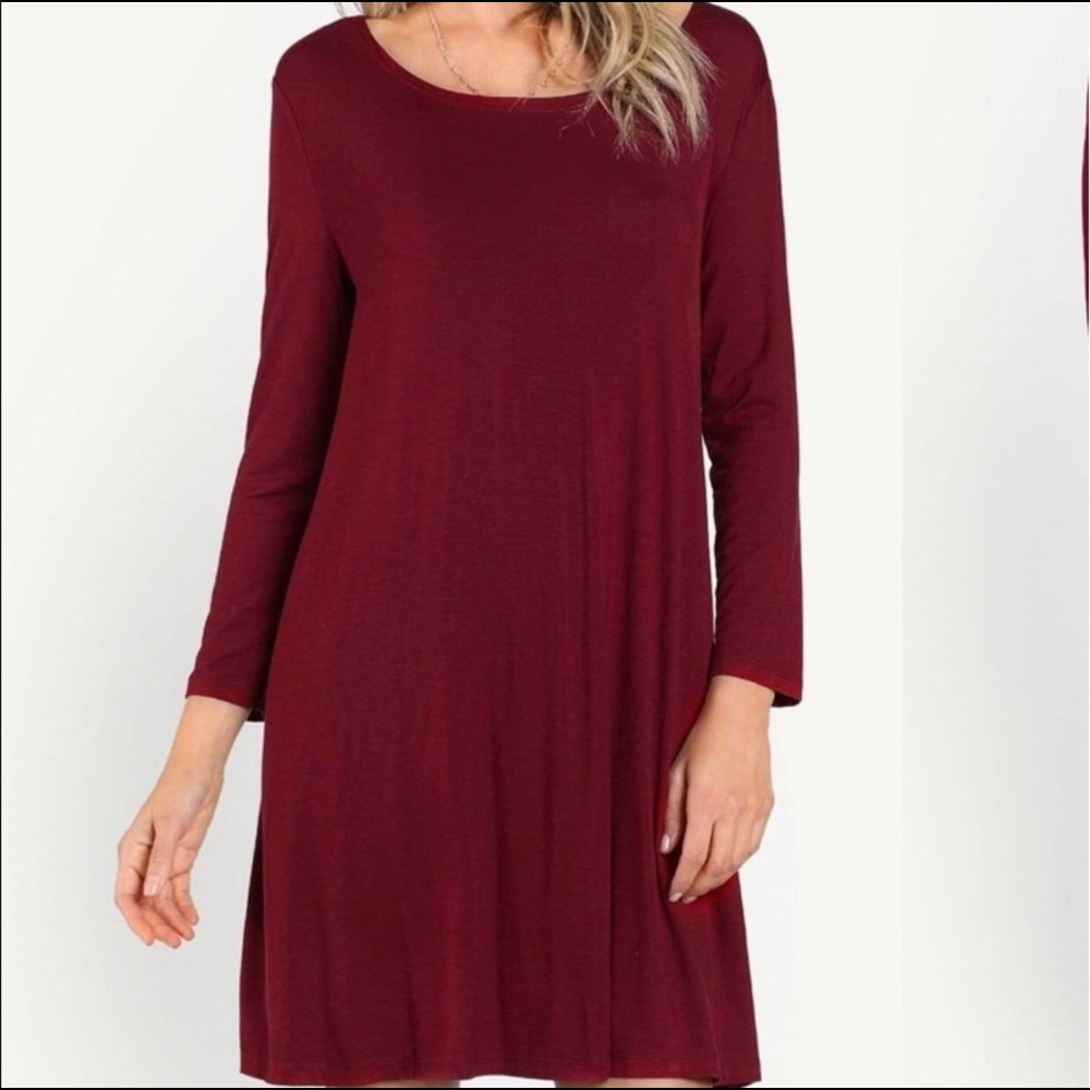 Red, long sleeved, short maxi dress from Old Navy. Size XS